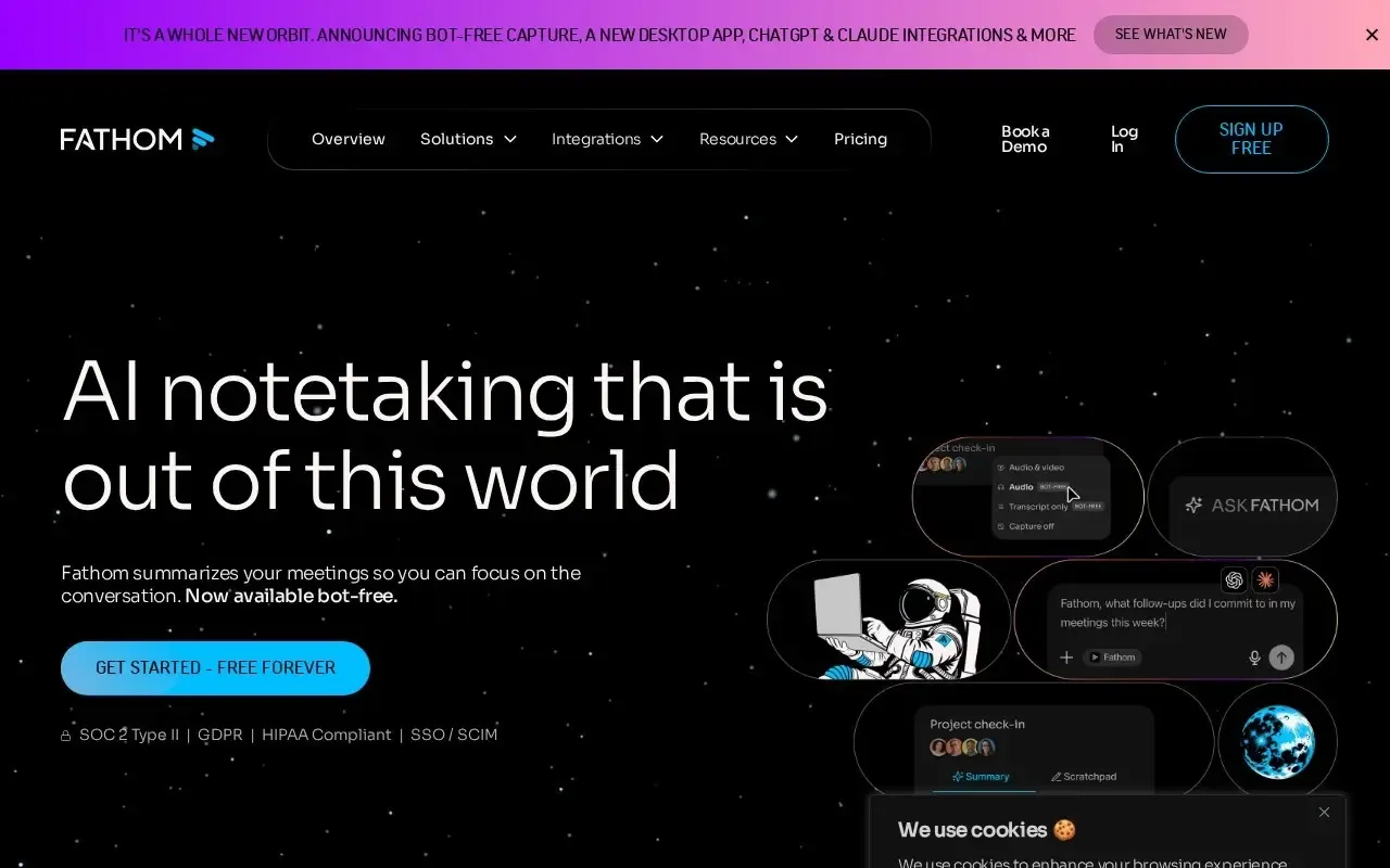 Screenshot of the Fathom website