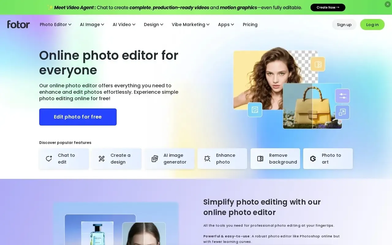 Screenshot of the Fotor website