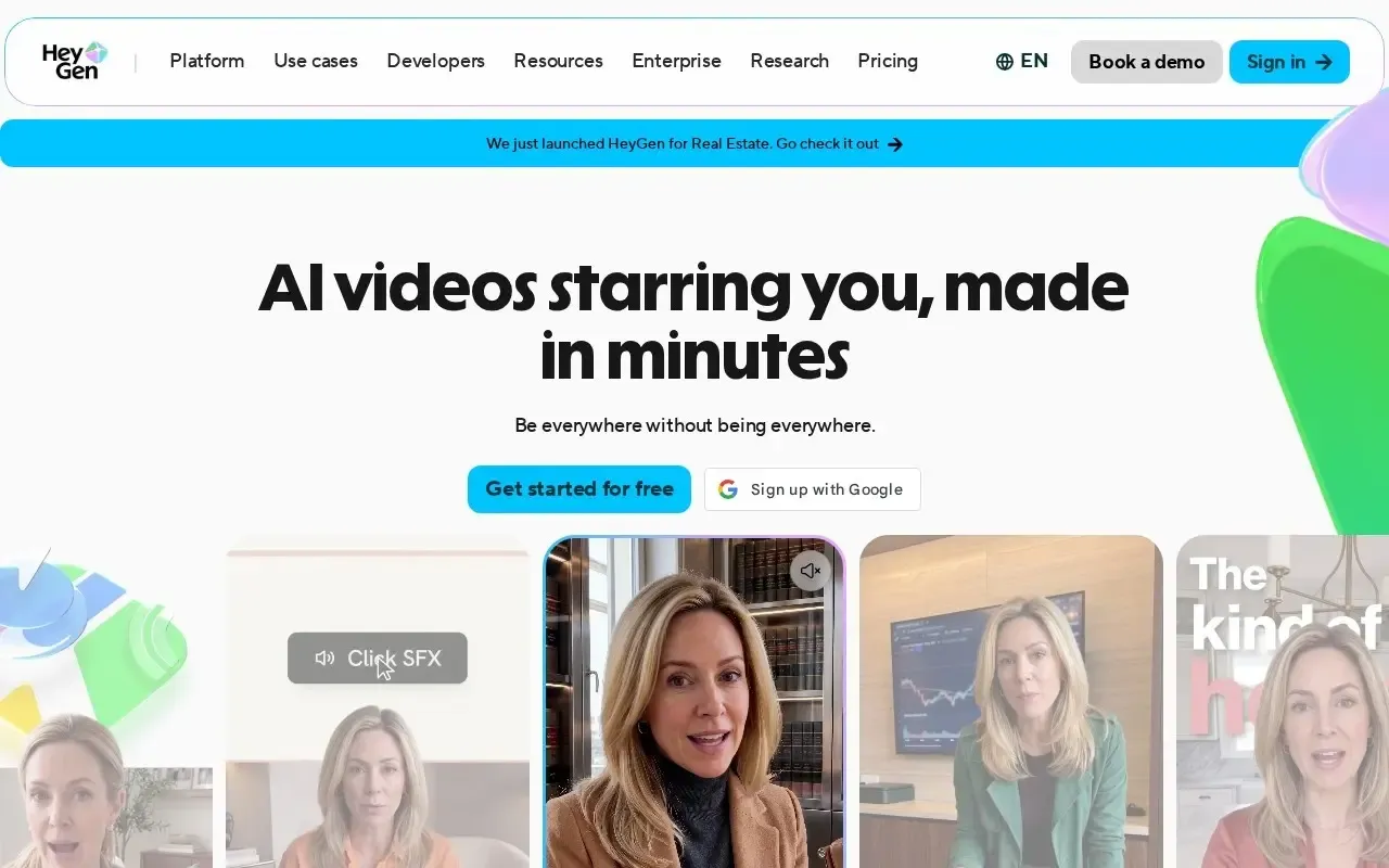 Screenshot of the HeyGen website