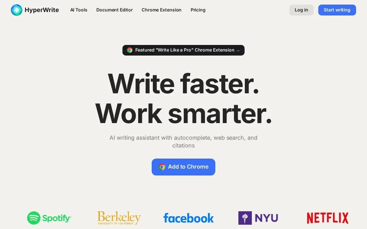 Screenshot of the HyperWrite website