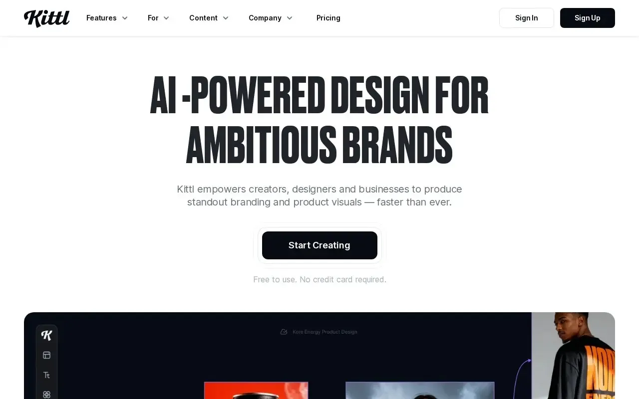 Screenshot of the Kittl website