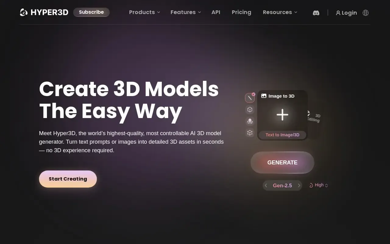 Screenshot of the Rodin by Deemos website
