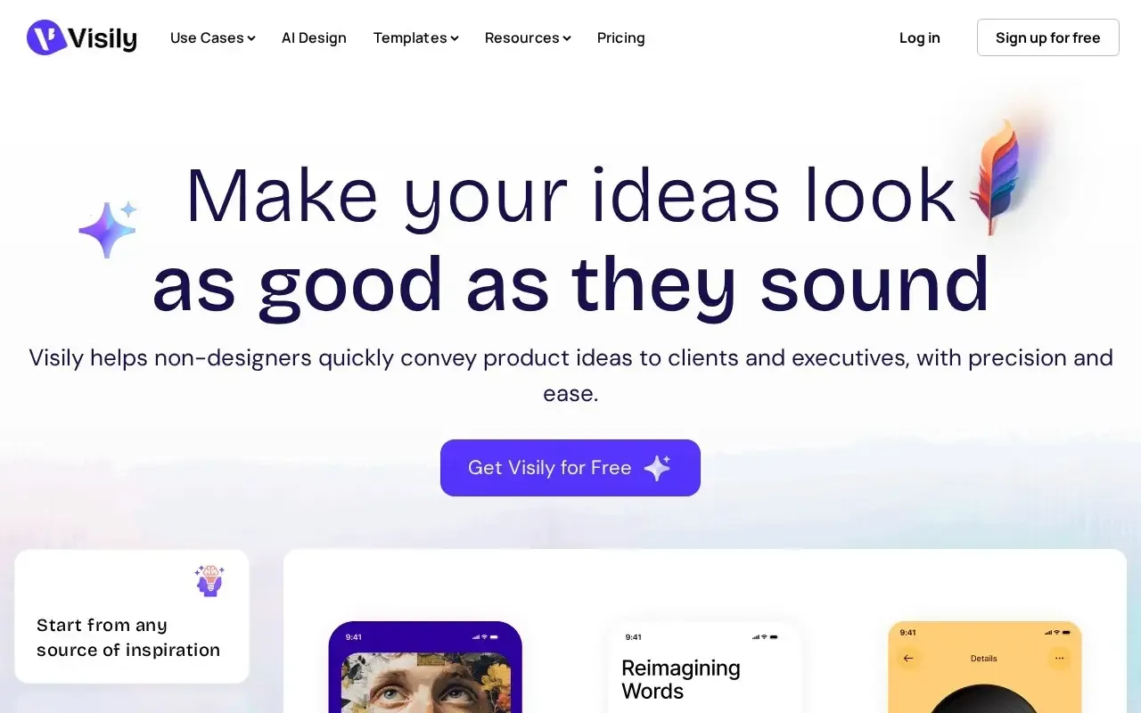 Screenshot of the Visily website