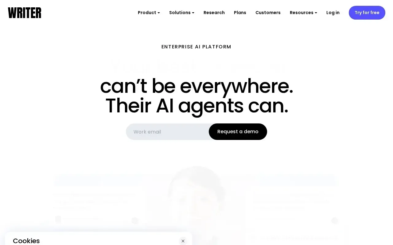Screenshot of the Writer website